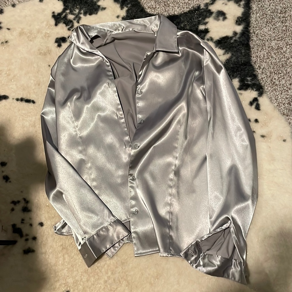 SILVER SILK BLOUSE